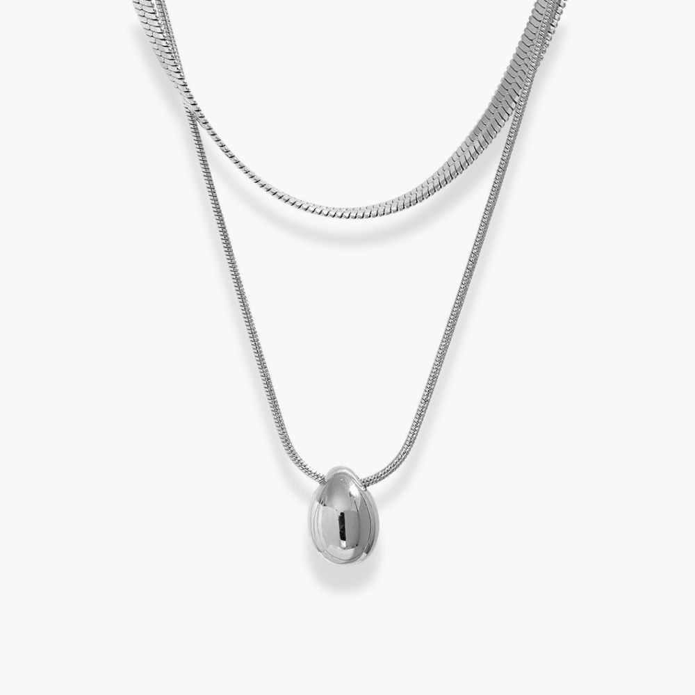 Double Layer Snake Drop Pendant Necklace - Zafinne Jewelry