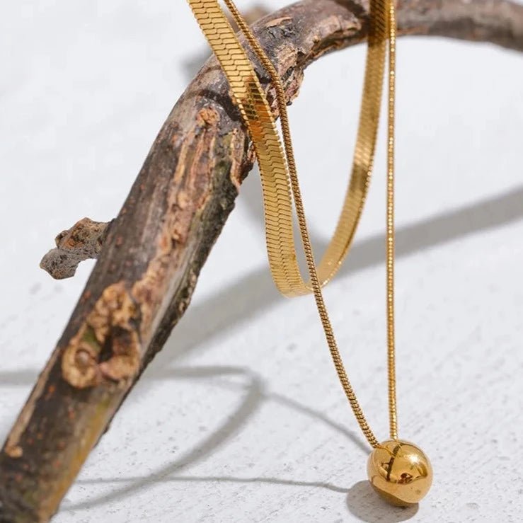 Double Layer Snake Drop Pendant Necklace - Zafinne Jewelry