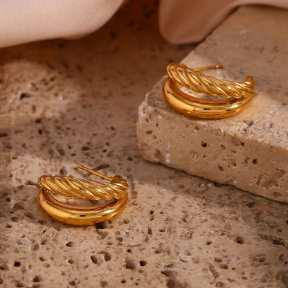 Double Twisted Hoop Earrings - Zafinne Jewelry