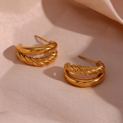 Double Twisted Hoop Earrings - Zafinne Jewelry