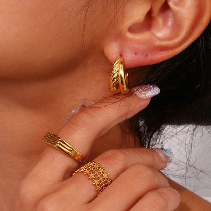 Double Twisted Hoop Earrings - Zafinne Jewelry