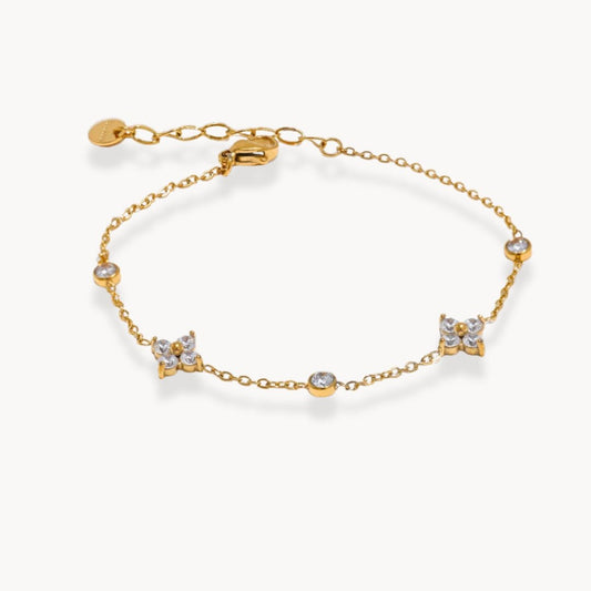 Elena Dainty Zircon Clover Bracelet - Zafinne Jewelry