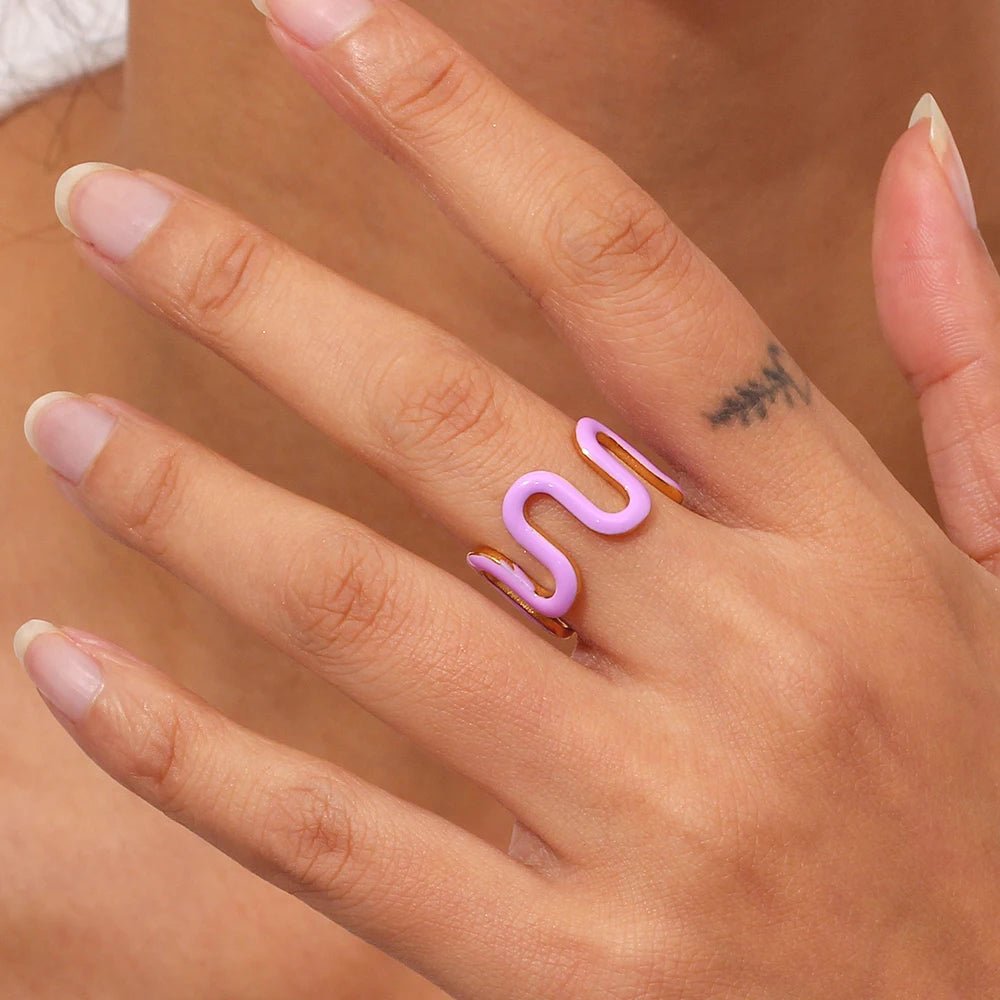 Enamel Wave Ring - Zafinne Jewelry