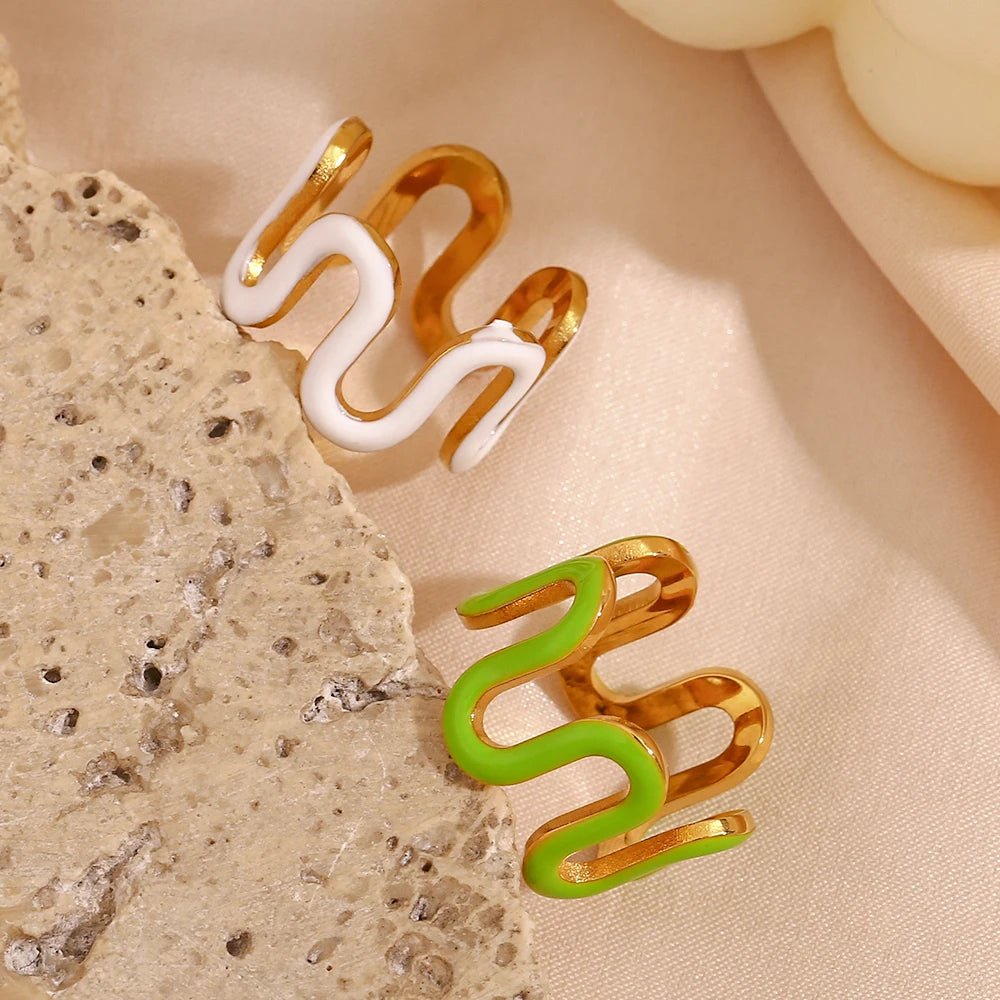 Enamel Wave Ring - Zafinne Jewelry