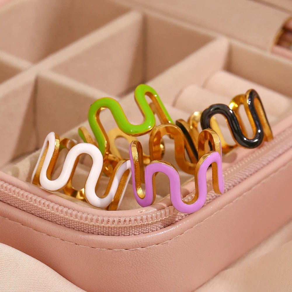 Enamel Wave Ring - Zafinne Jewelry
