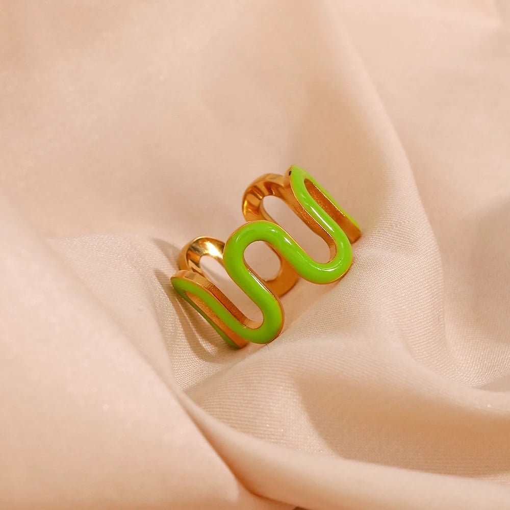 Enamel Wave Ring - Zafinne Jewelry