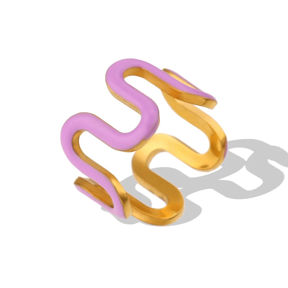 Enamel Wave Ring - Zafinne Jewelry