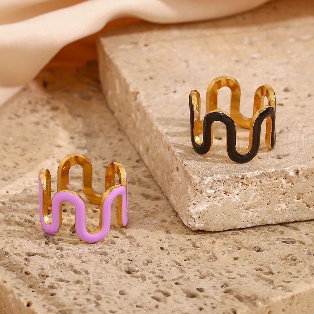 Enamel Wave Ring - Zafinne Jewelry