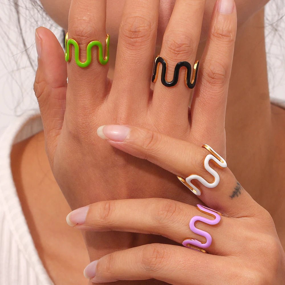 Enamel Wave Ring - Zafinne Jewelry