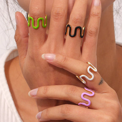 Enamel Wave Ring - Zafinne Jewelry