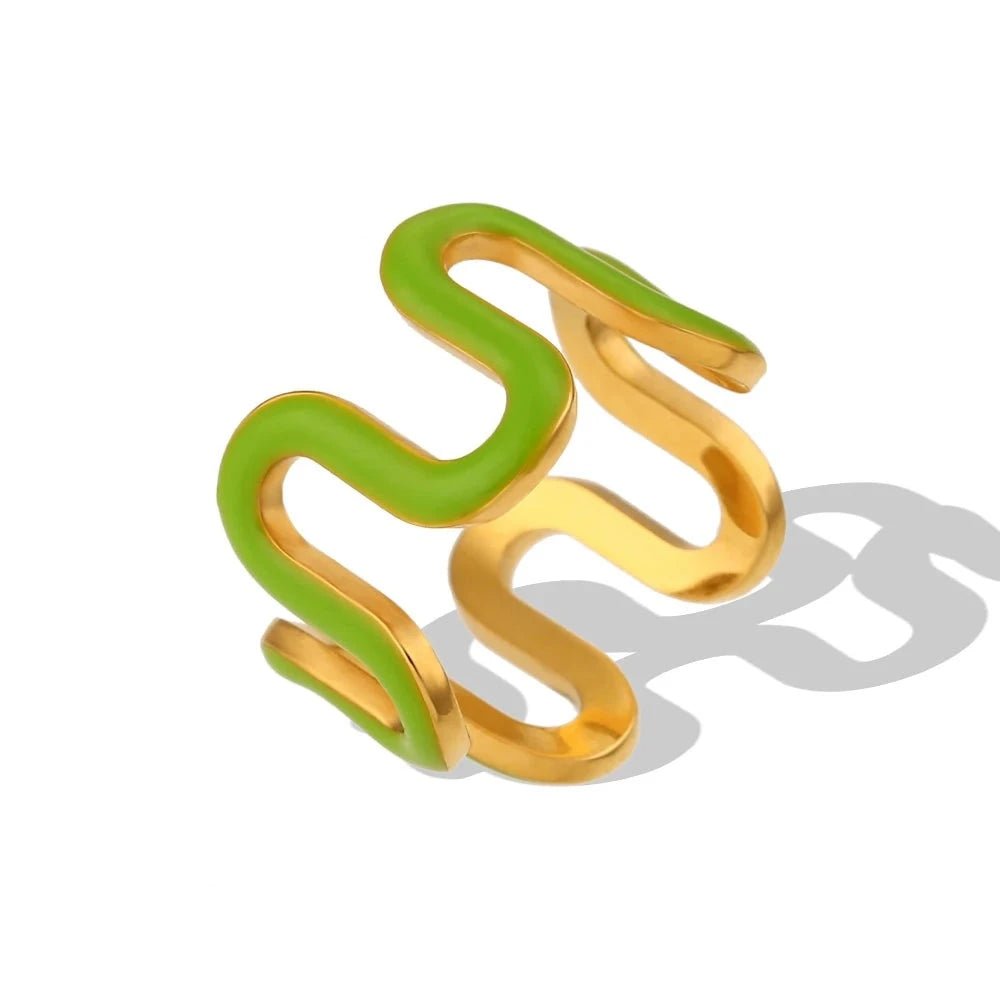 Enamel Wave Ring - Zafinne Jewelry