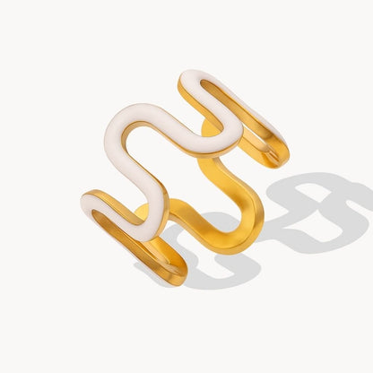 Enamel Wave Ring - Zafinne Jewelry