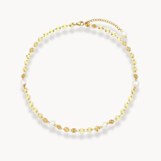 Freshwater Pearl Flower Sequins Necklace - Zafinne Jewelry