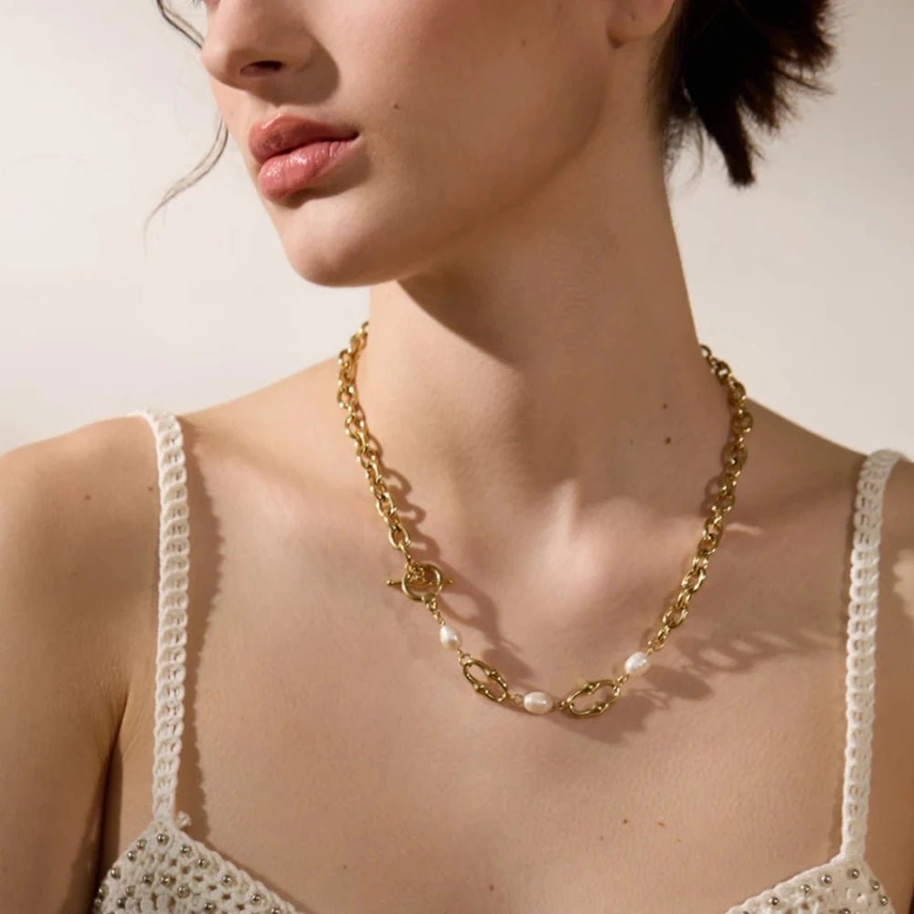 Freshwater Pearls Chain Necklace - Zafinne Jewelry
