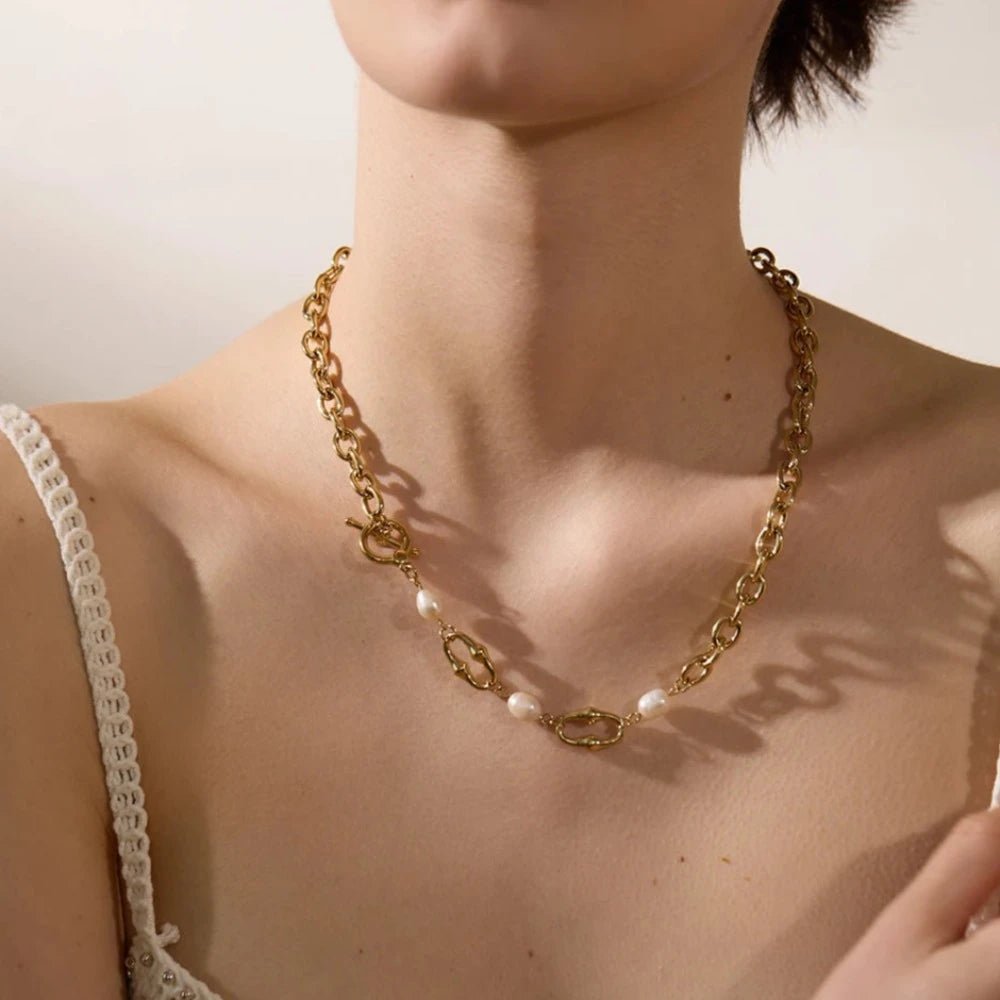 Freshwater Pearls Chain Necklace - Zafinne Jewelry