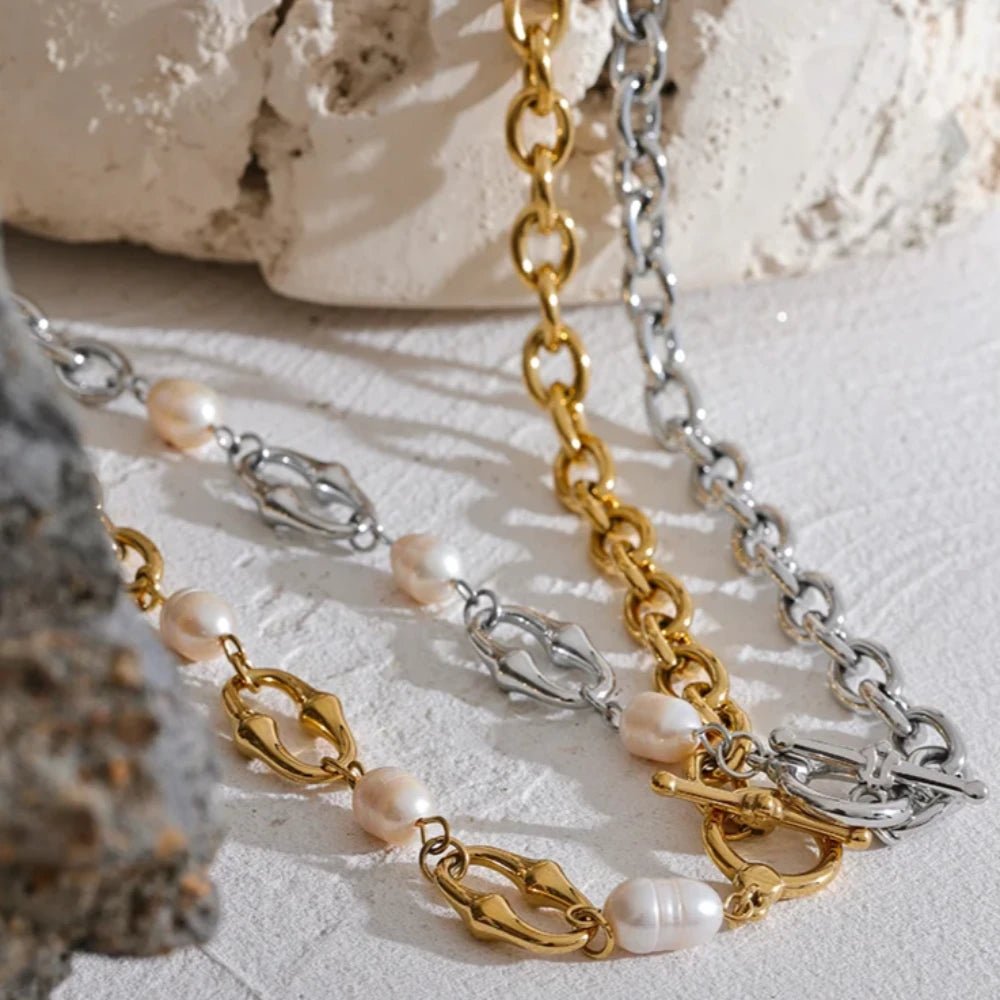 Freshwater Pearls Chain Necklace - Zafinne Jewelry
