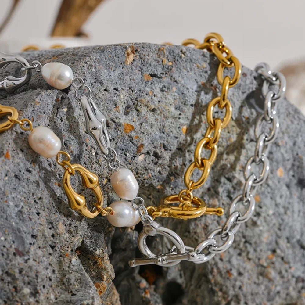 Freshwater Pearls Chain Necklace - Zafinne Jewelry