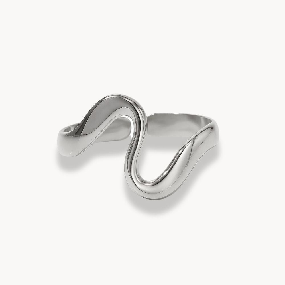 Geometric Adjustable Curved Ring - Zafinne Jewelry