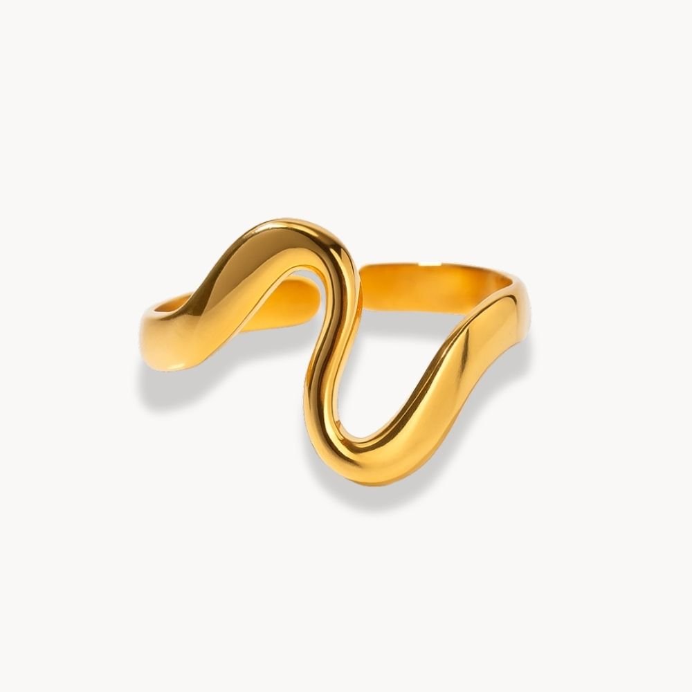Geometric Adjustable Curved Ring - Zafinne Jewelry