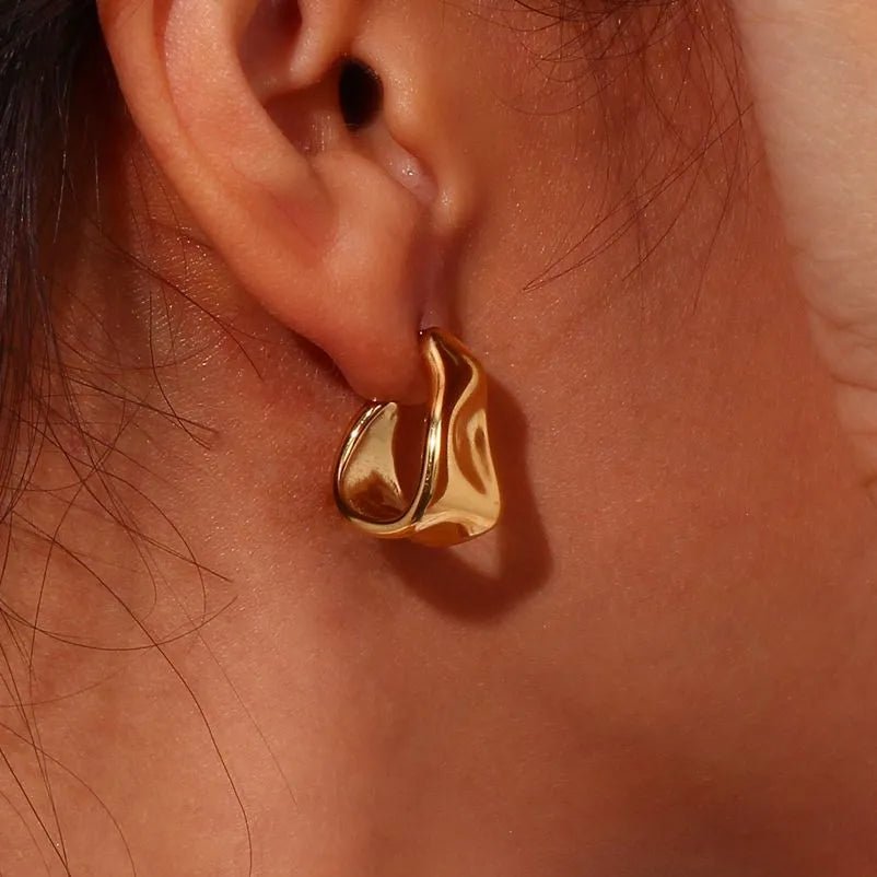 Geometric Earrings Gold - Zafinne Jewelry