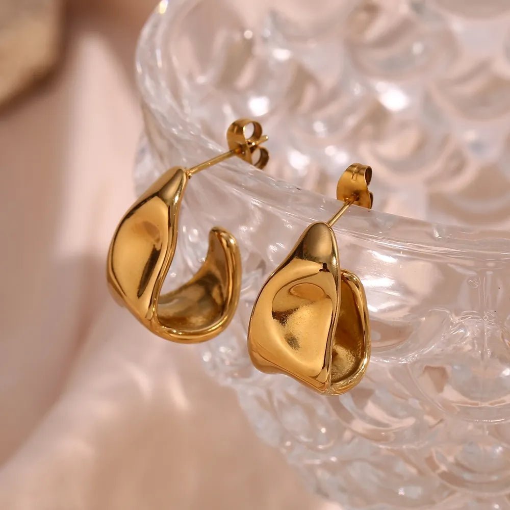 Geometric Earrings Gold - Zafinne Jewelry