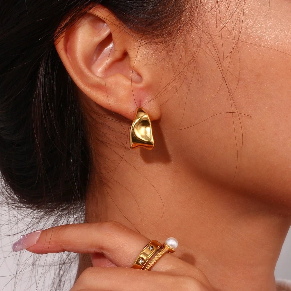 Geometric Earrings Gold - Zafinne Jewelry