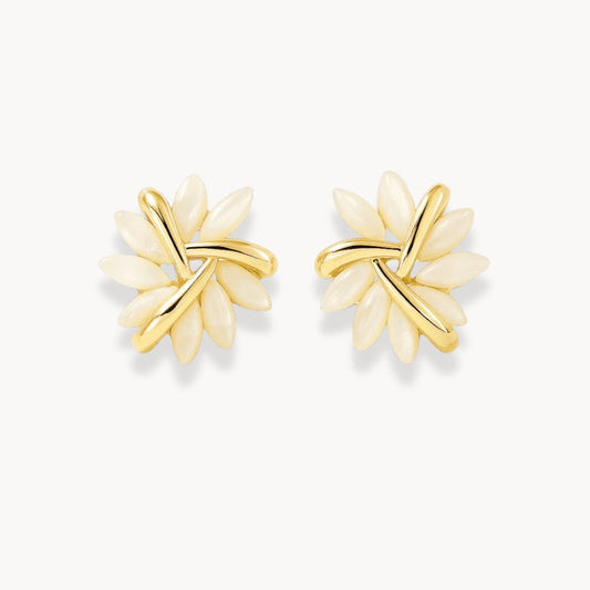 Gold Earrings Opal Petals - Zafinne Jewelry