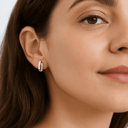 Gold Earrings White Opal - Zafinne Jewelry