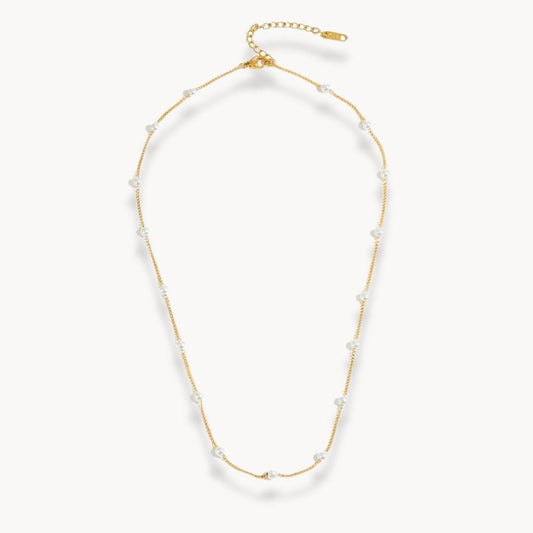 Gold Necklace Pearls - Zafinne Jewelry