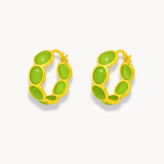 Gold Opals Hoop Earrings - Zafinne Jewelry