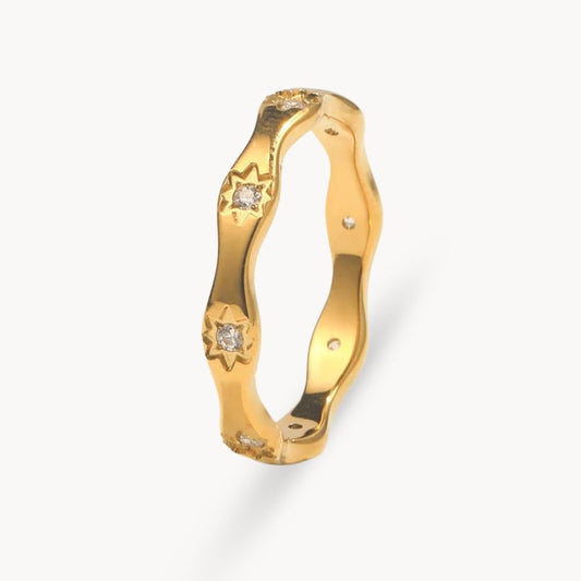 Gold Star Crystal Ring - Zafinne Jewelry