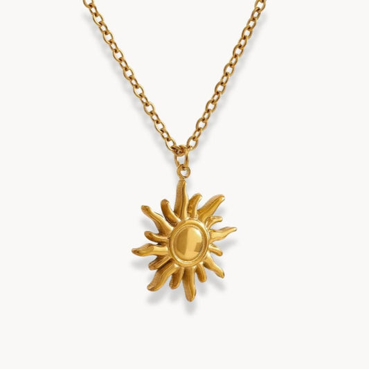 Golden Casting Sun Pendant Necklace - Zafinne Jewelry