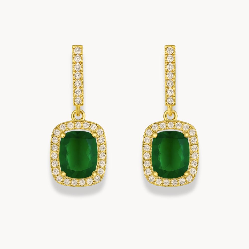 Green Crystal Pendant Earrings - Zafinne Jewelry