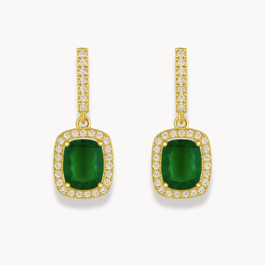 Green Crystal Pendant Earrings - Zafinne Jewelry