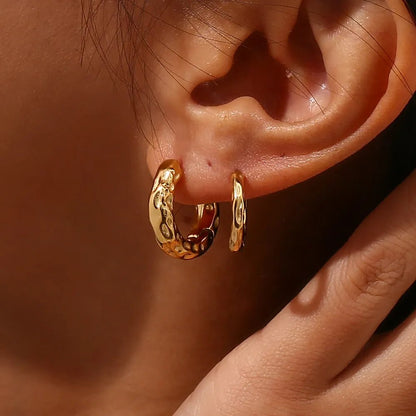 Hammered Hoop Earrings - Zafinne Jewelry