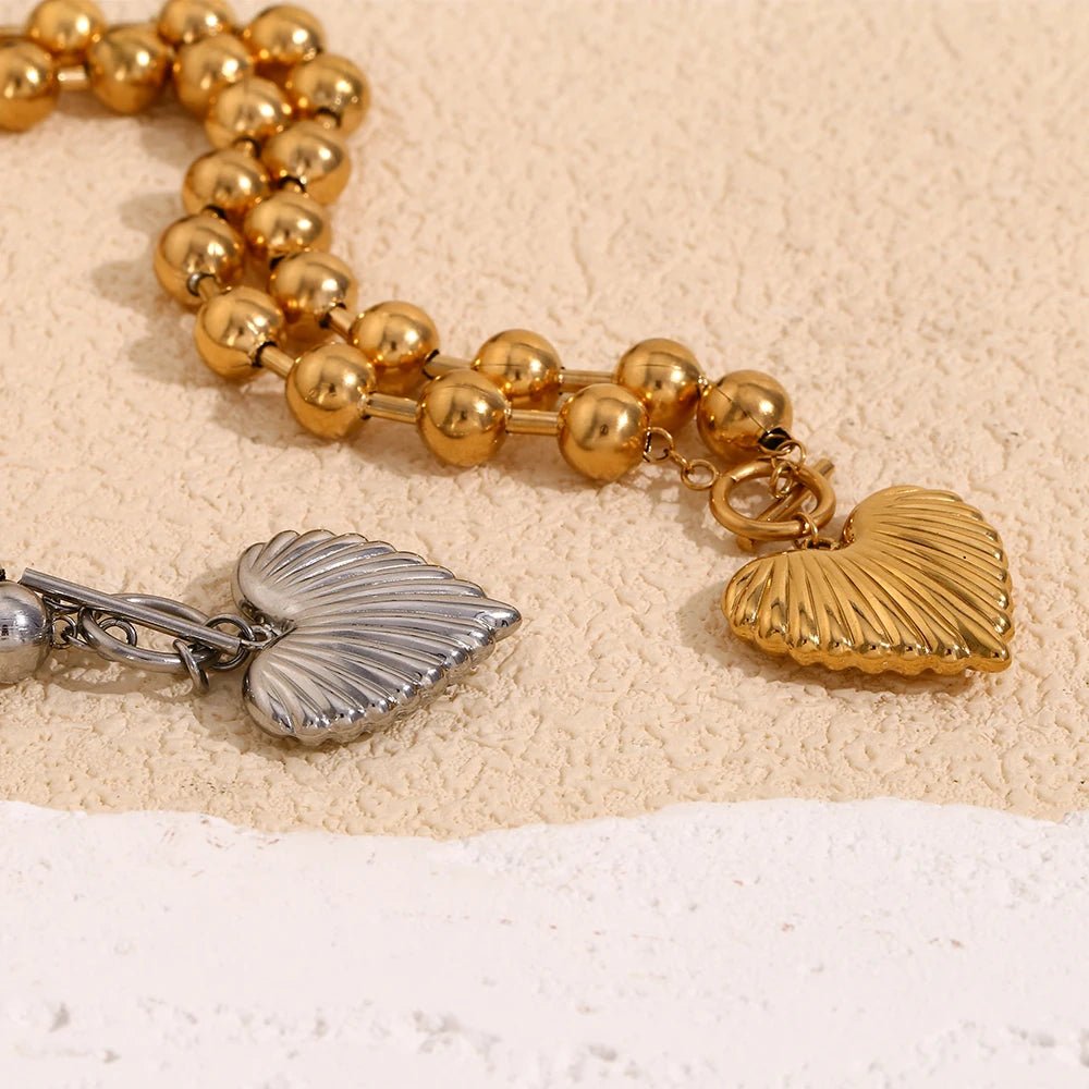 Heart Beaded Buckle Necklace - Zafinne Jewelry