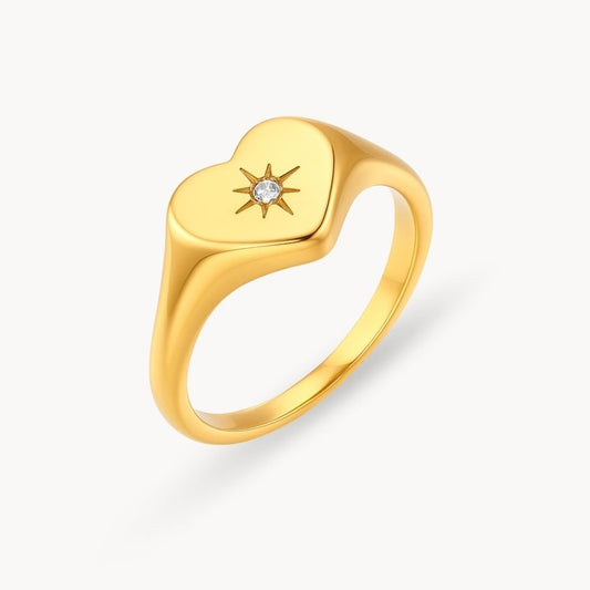 Heart North Star Ring - Zafinne Jewelry