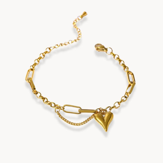 Heart Pendant Chain Bracelet - Zafinne Jewelry