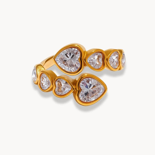 Heart Stones Adjustable Ring - Zafinne Jewelry