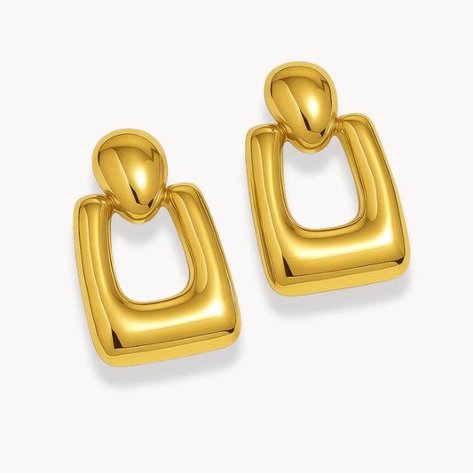 Hollow Rectangular Drop Earrings - Zafinne Jewelry