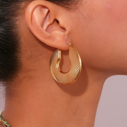 Hollow Textured Hoop Earrings - Zafinne Jewelry