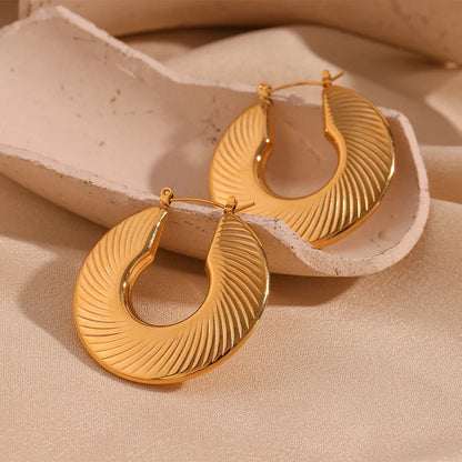Hollow Textured Hoop Earrings - Zafinne Jewelry
