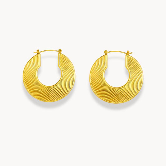 Hollow Textured Hoop Earrings - Zafinne Jewelry