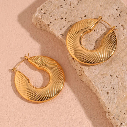 Hollow Textured Hoop Earrings - Zafinne Jewelry