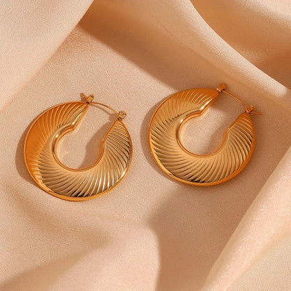 Hollow Textured Hoop Earrings - Zafinne Jewelry