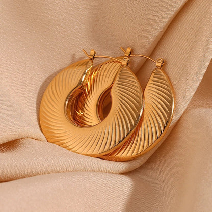 Hollow Textured Hoop Earrings - Zafinne Jewelry