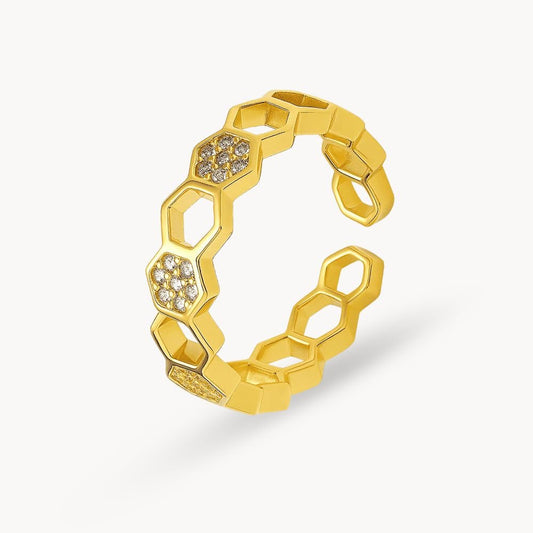 Honeycomb Adjustable Ring - Zafinne Jewelry