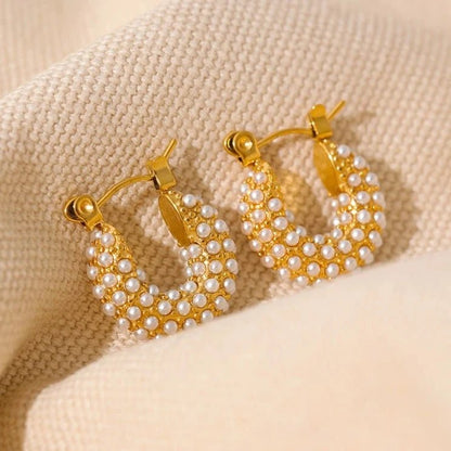 Hoop Vintage Pearls Earrings - Zafinne Jewelry