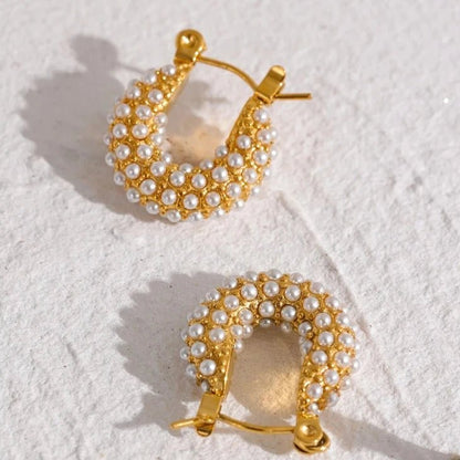 Hoop Vintage Pearls Earrings - Zafinne Jewelry