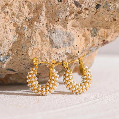 Hoop Vintage Pearls Earrings - Zafinne Jewelry